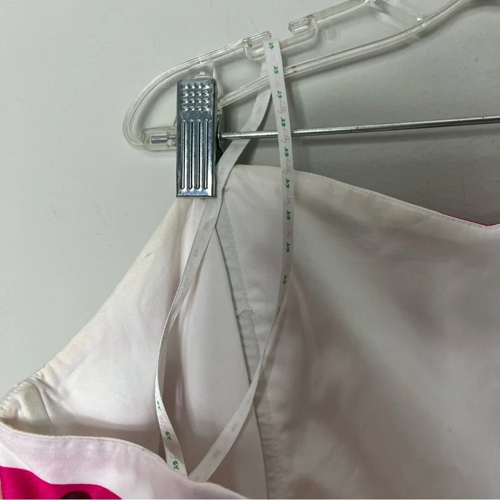Lilly Pulitzer Striped Strapless Dress Pink White Peplum 598 - Picture 4 of 10